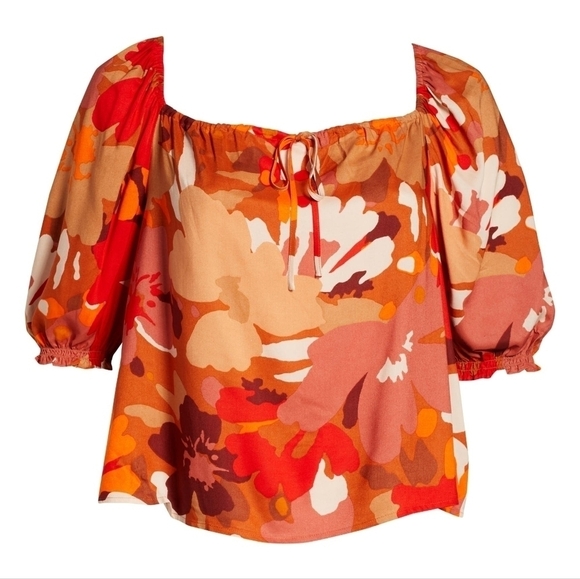 Sanctuary Floral Remember Me Floral Top Red orange Rust Size 2X - Picture 1 of 14
